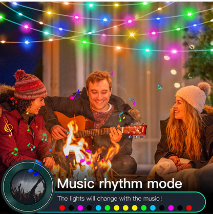 40M Led String RGB Light Smart Outdoor Festoon Party Leather Line IP65 Bluetooth Music Lamp String Fairy Lights Holiday Lighting