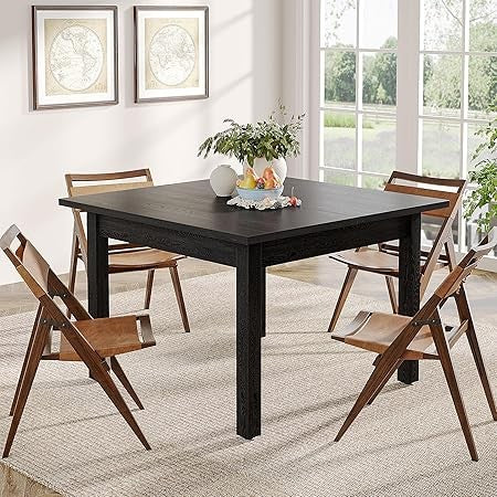 Wood Dining Table Modern Kitchen Table for Dining Room Living Room, 2-4 People Dining Room Table Square Dinner Tables with Wood