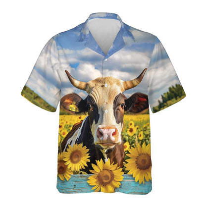 New Men's Shirts Hawaii Farm Style Animal Pattern 2025 Short Sleeve Aloha Blouse Cow Print Summer Casual Hawaiian Funny Camisa