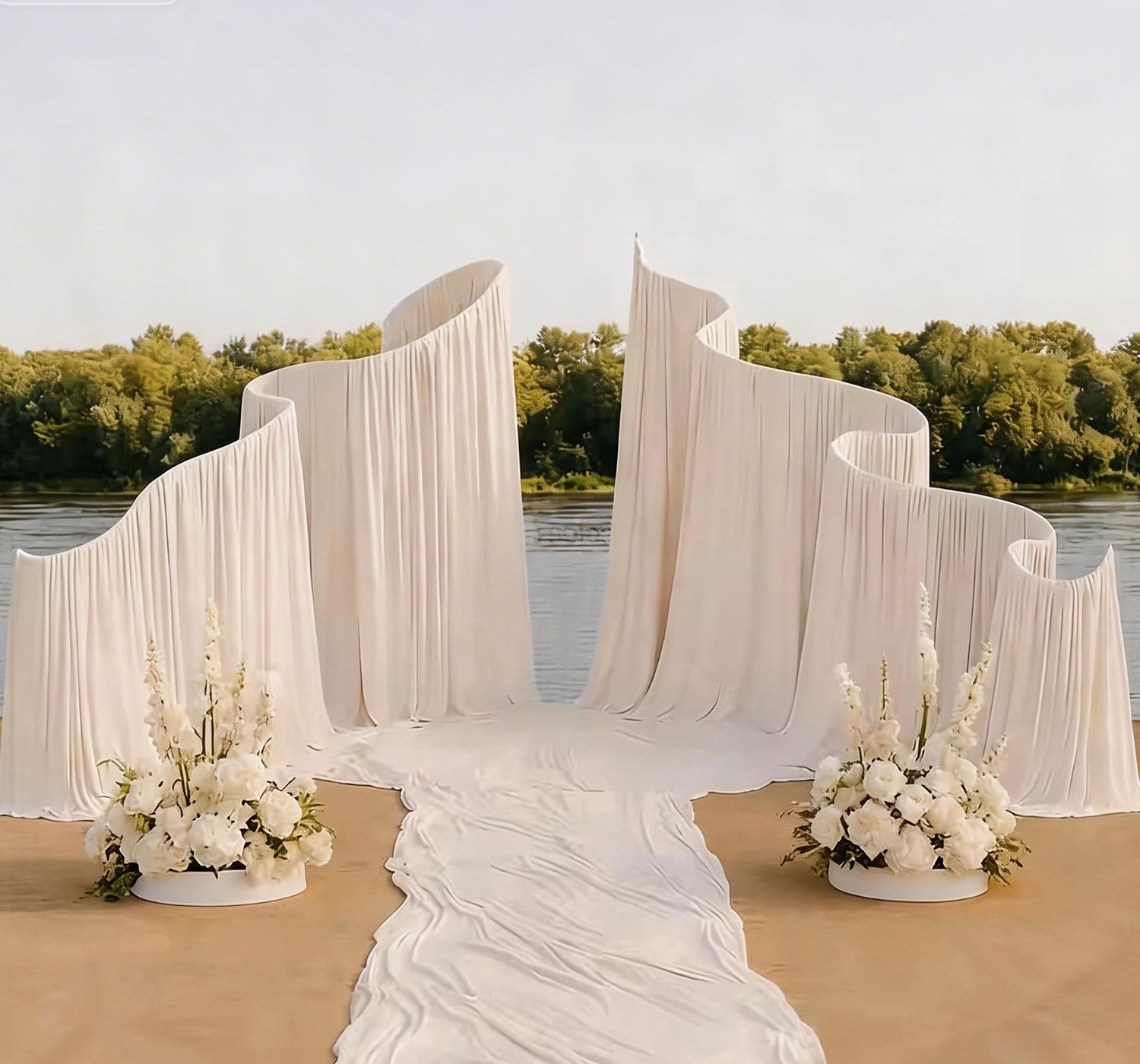 SMOOTH new trend metal wave arch curtain background curtain S-shaped fabric hanging curtain, suitable for wedding decoration