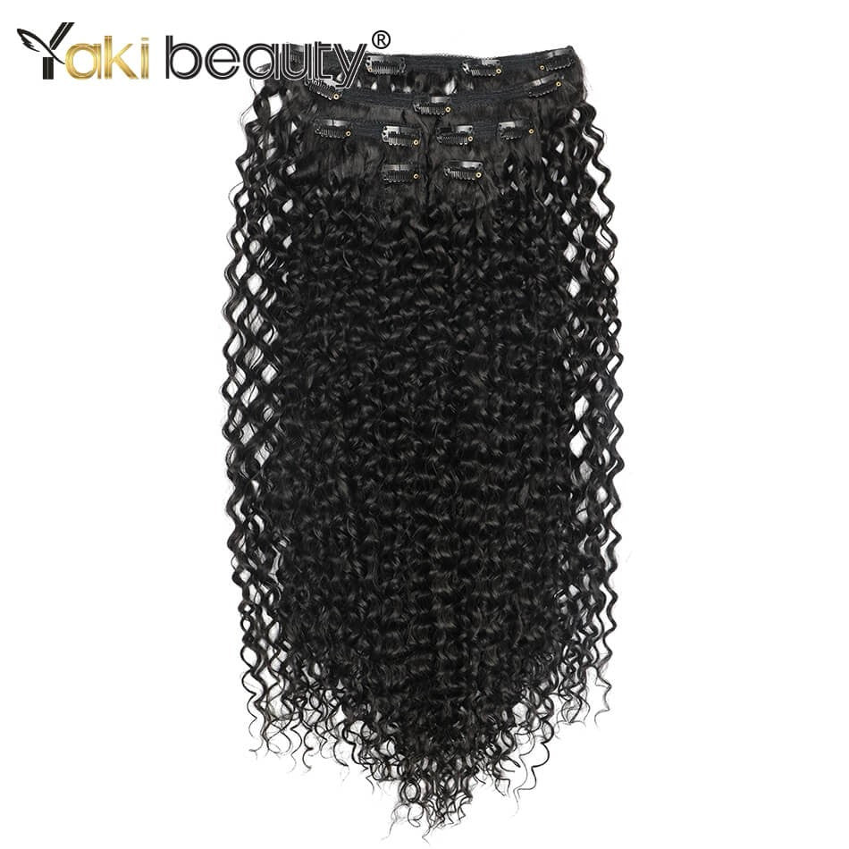 Aplique de Cabelo Cacheado Jerry Sintético de 26'' com Trama Dupla, Cabeça Completa, Fibra Japonesa Orgânica Ice Silk, Preto e Marrom, 160g