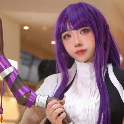 Peruca Sintética de Fibra Química Anime com Cabelo Liso Roxo Longo para Personagem de Anime, Festa, Jogo, Festival, Evento