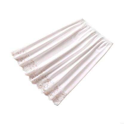 Y3NE Elastic Waist Knee Length Half Slips for Women Under Dresses Invisible Underskirt Basic Solid Color Lace Trim Petticoat