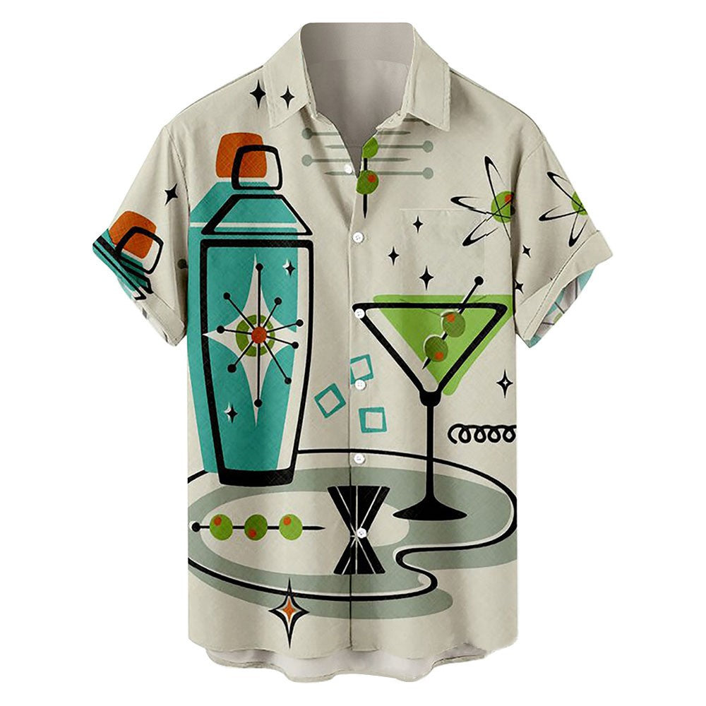 Summer Fashion Vacation 2024 Color Printed New Casual Lapel Short Sleeve Thin Ha