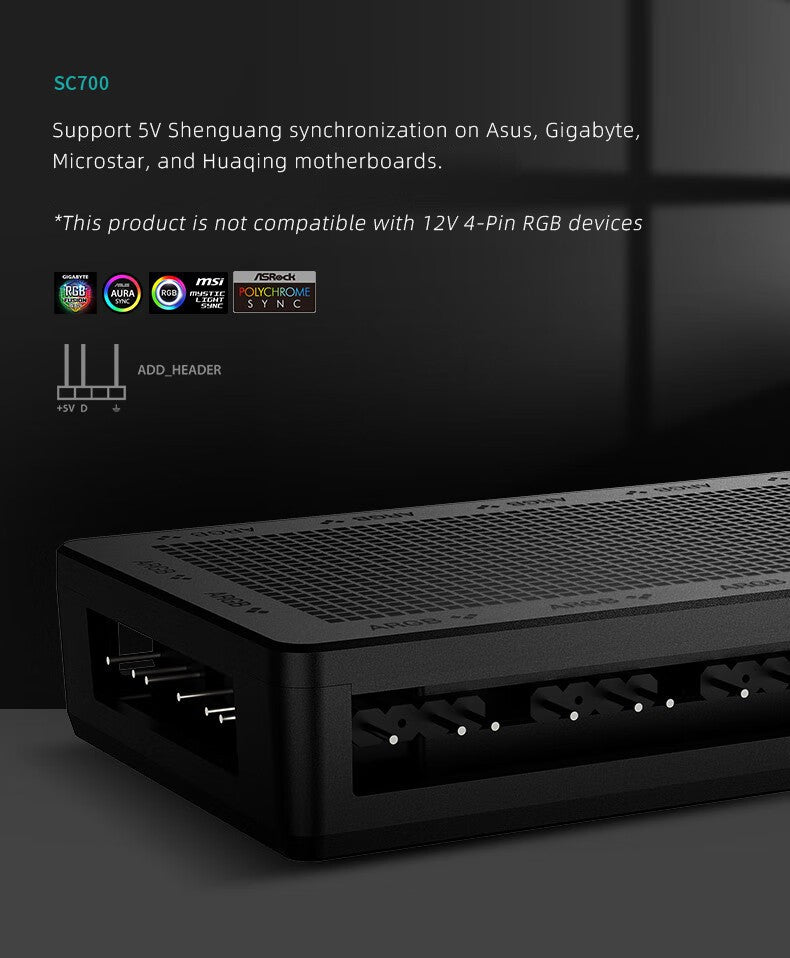 DeepCool Fan HUB PWM 5V 3pin ARGB Magnetic Attraction Fan HUB Splitter SATA Power Control Connect Motherboard