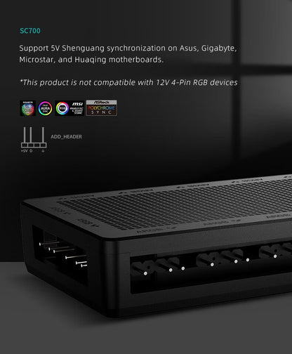 DeepCool Fan HUB PWM 5V 3pin ARGB Magnetic Attraction Fan HUB Splitter SATA Power Control Connect Motherboard