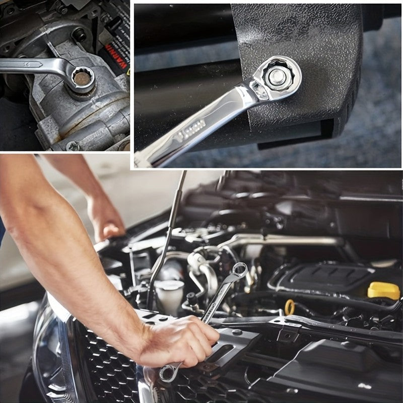 1pc Chrome Vanadium Steel Dual Head Dual-purpose Plum Wrench Auto Repair Wrench Tool Eye Wrench Repair Hardware Tool Plum Wrench