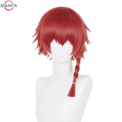 Peruca Cosplay Kurona Ranze Anime Unissex Longa 38cm Vermelha Trança Única Peruca Resistente ao Calor Perucas Sintéticas de Anime Cosplay + Touca de Peruca