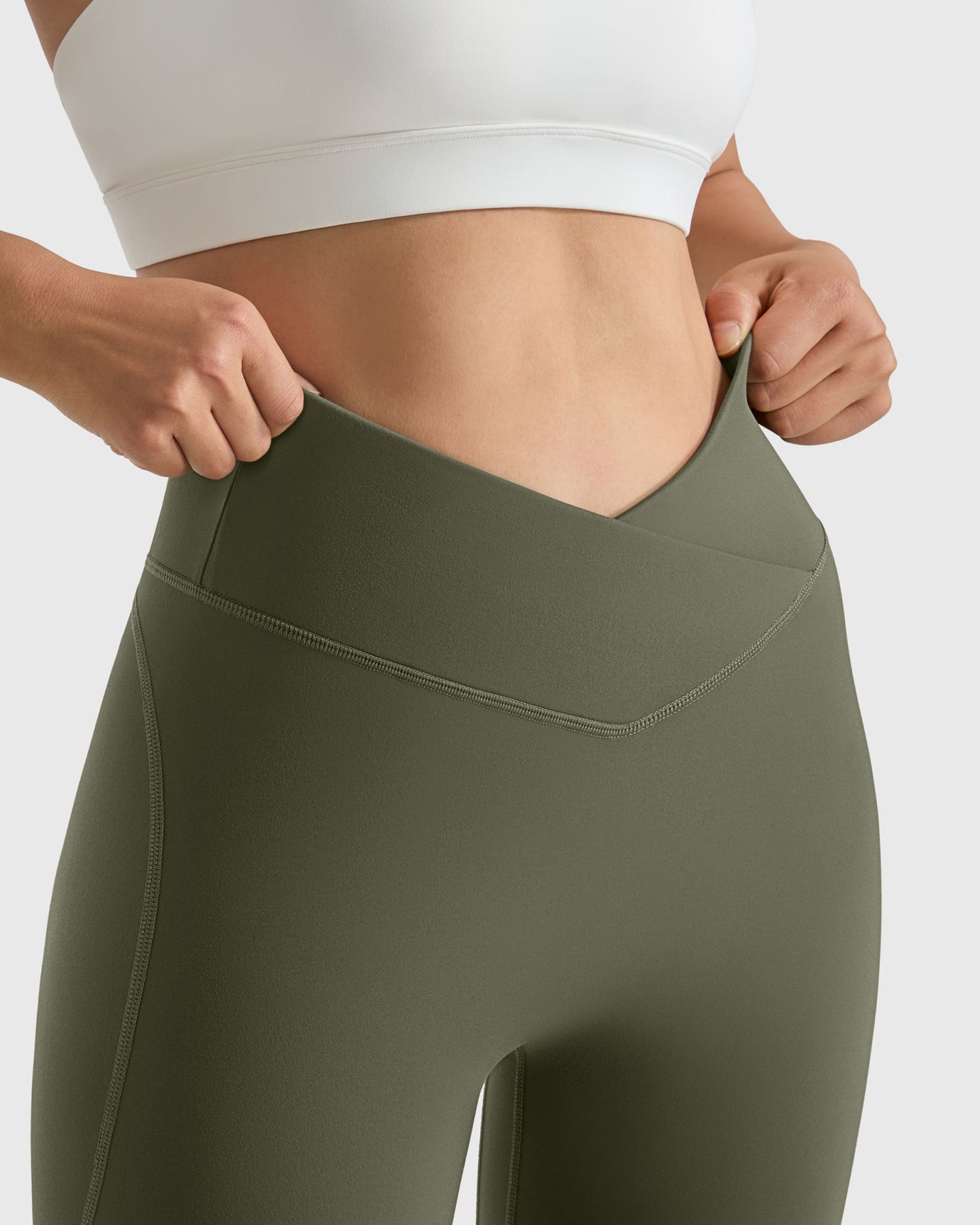 Women V Cross Waist Butt Lifting Leggings with Pockets High Waist Yoga Pants Workout Running Gym Fitness Sports Leggings Female