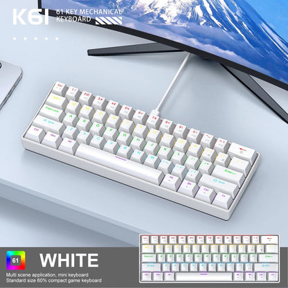 Teclado Mecânico com Fio Portátil APAYADO K61 60% com Fio 61 Teclas RGB Fantasma