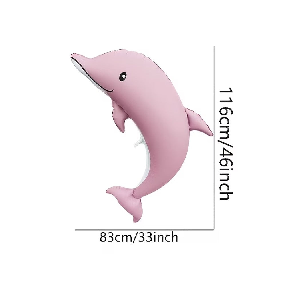 2pcs 46-inch Matte Big Dolphin Aluminum Foil Balloons, Birthday Party Decoration, Room Background Wall Decoration