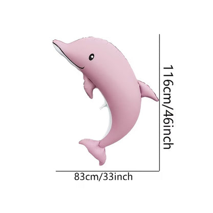 2pcs 46-inch Matte Big Dolphin Aluminum Foil Balloons, Birthday Party Decoration, Room Background Wall Decoration