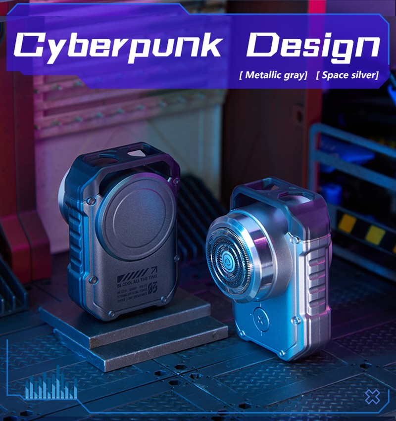 Electric MINI Travel Shaver Razor For Men Rechargeable IPX7 Waterproof Punk Mecha Design Pocket Face Beard Knife With Key Ring