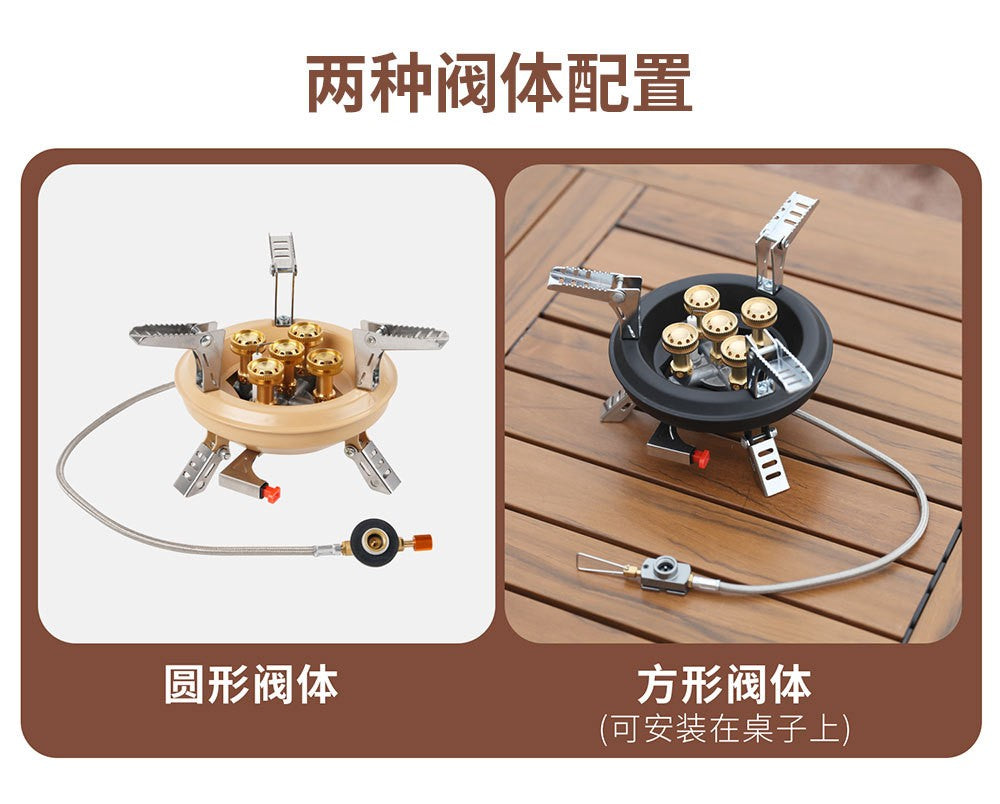 BRS-201A Five-core Fire Stove, Cassette Butane Liquefaction Portable High-power Gas Stove with Electronic Igniter Split Cooktops