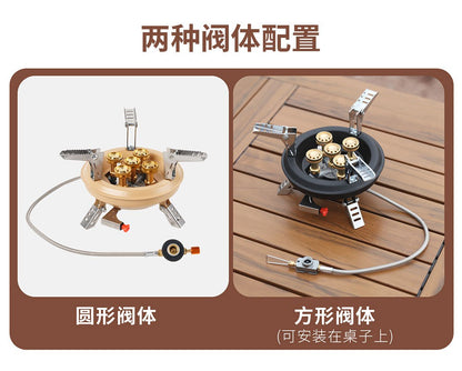BRS-201A Five-core Fire Stove, Cassette Butane Liquefaction Portable High-power Gas Stove with Electronic Igniter Split Cooktops