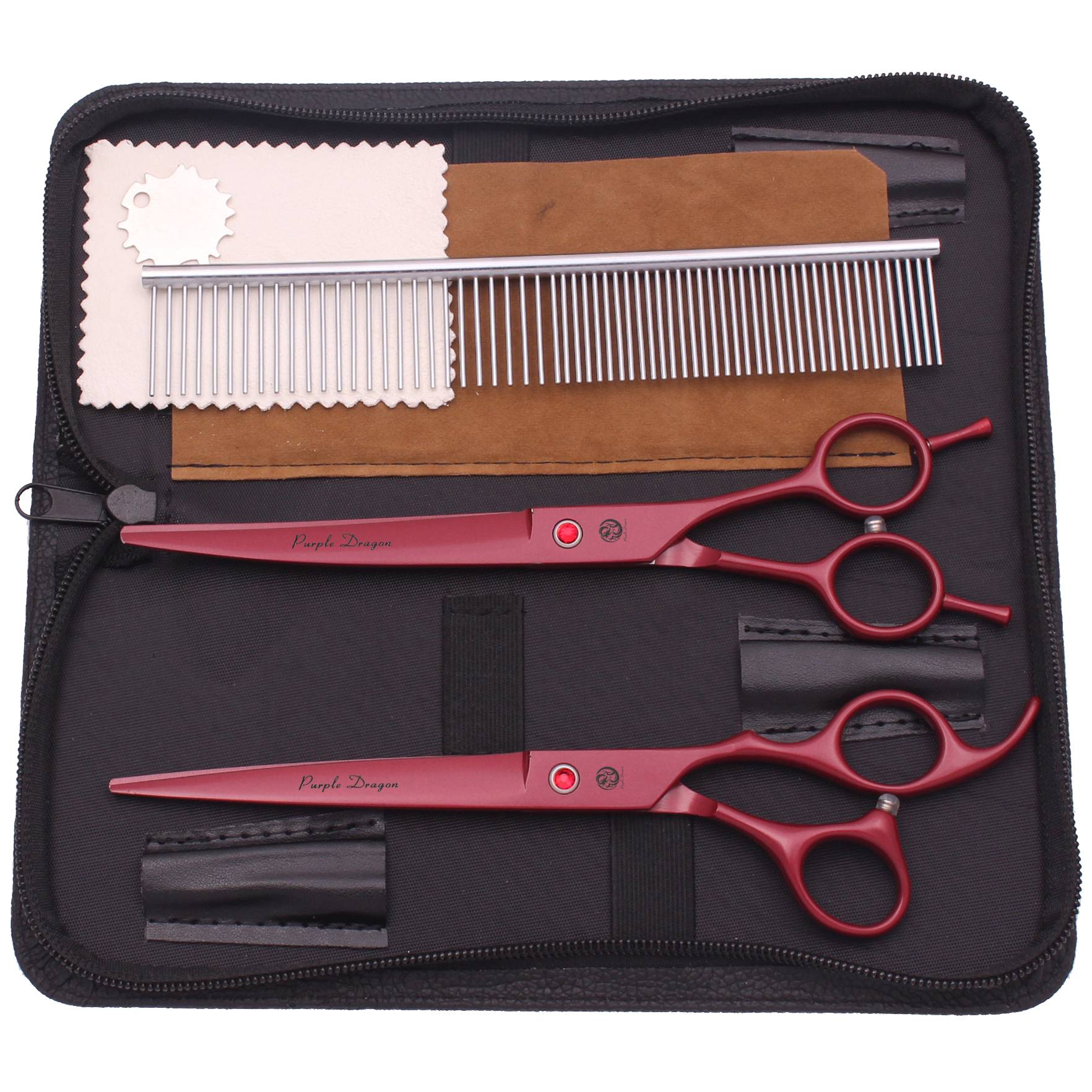 Dog Grooming Scissors Professional Stainless 7.5" Pet Hairdressing Scissors Dog Curved Scissors Thinning Shears Color Comb Z3088