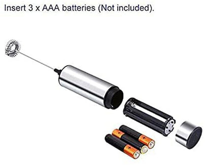 Stainless Steel Electric Milk Frother Kitchen Drink Foamer Mixer Stirrer Coffee Cappuccino Creamer Whisk Frothy Blend Egg Beater