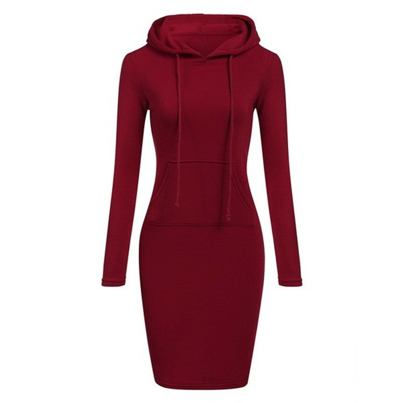 Fashion Sweatshirt Dresses Women's Pocket Hooded Casual Dresses Mini Dresses