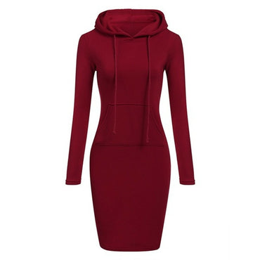 Fashion Sweatshirt Dresses Women's Pocket Hooded Casual Dresses Mini Dresses