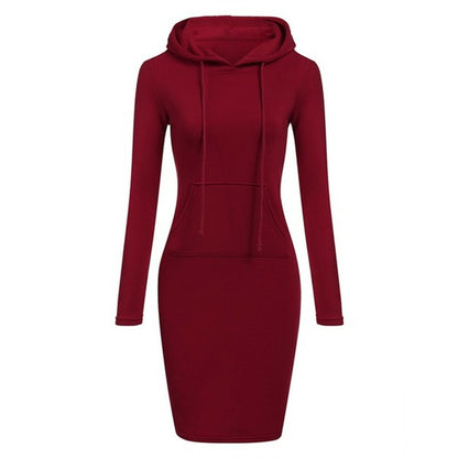 Fashion Sweatshirt Dresses Women's Pocket Hooded Casual Dresses Mini Dresses