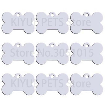 Wholesale 100Pcs Bone Dog ID Tag Engraving Pet Dog ID Tags Collars Bone Name Number Tags Customized Anodizing aluminum Puppy Tag