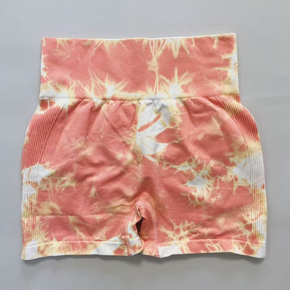 New Women Gym Tie Dye Scrunch Shorts Fitness Seamless Butt Lifting Sports Leggings Stretch Activewear Workout Running Tights