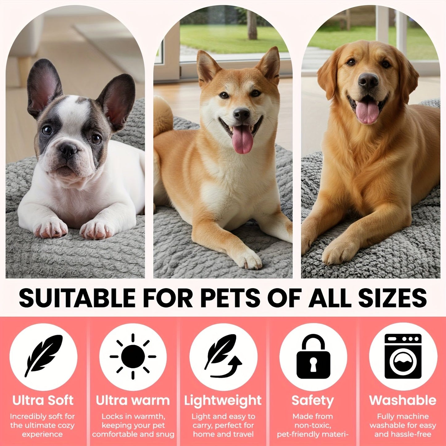 Cama para Cães com Almofada Extra Grande para Caixas de Transporte, Borda Elevada, Colchão de Poliéster Ultramacio com Travesseiro para Cães Pequenos, Médios e Grandes