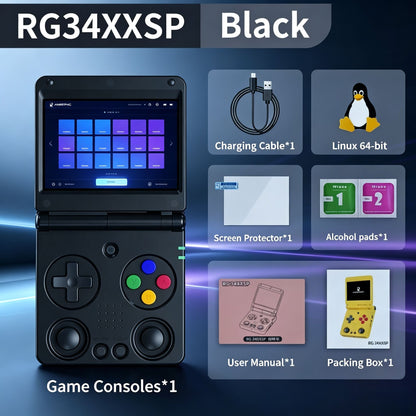 RG34XXSP ANBERNIC Flip Retro Handheld Game Console 3.4 Inch  Screen H700 Pocket Game Player Support PSP PS1 GBA NDS Arcade