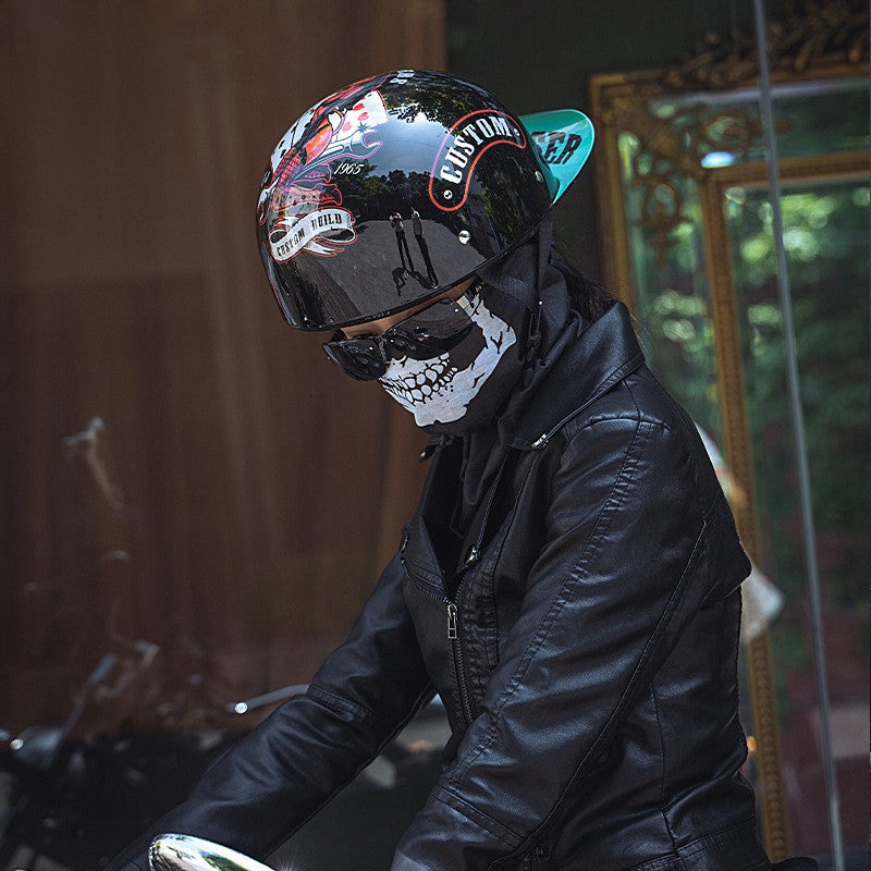 Boné de beisebol com personalidade retrô de gângster para homens e mulheres, capacete de motocicleta, capacete de beisebol, capacete de carro elétrico, meio capacete