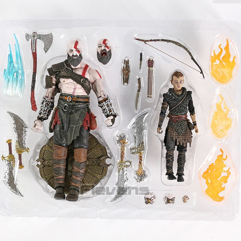 NECA God of War 2018 Kratos & Atreus Ultimate PVC Action Figure Modelo Colecionável Brinquedo 2-pack