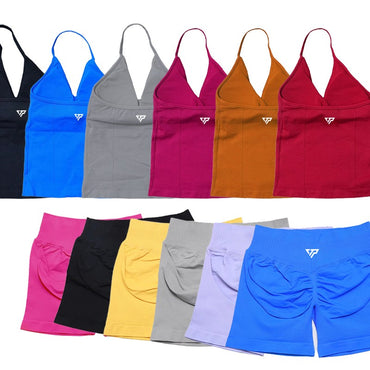 Women's Sports Gym 2-piece Set Vest High Waist Seamless Shorts Gym Wear Sportswear Essential for Workout