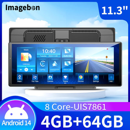 W60 11.3'' 8 Núcleos Android 14 6+128GB Player Multimídia Carplay&Android Auto WiFi 5G Google Play Youtube Netflix Atualização OTA