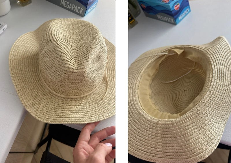 Fashionable Metal RB Letter Straw Hats for Women Men Summer Outdoor Holidays Beach Sun Hat Straw Hats for Women Fashion Panama