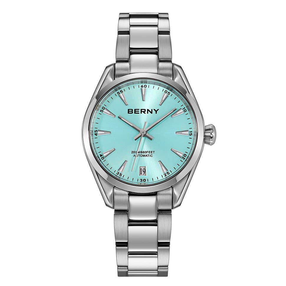 BERNY Automatic Women Watch PT5000 Sapphire Mechanical Elegant Women's Swim Watches 20ATM Full Stainless steel Swim Wristwatch