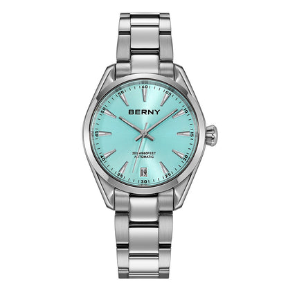 BERNY Automatic Women Watch PT5000 Sapphire Mechanical Elegant Women's Swim Watches 20ATM Full Stainless steel Swim Wristwatch