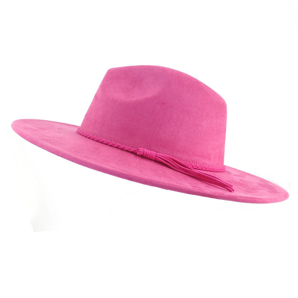 Chapéu fedora de aba larga com cinto de camurça vegana em formato de coração para homens e mulheres chapéu jazz de feltro chapéu feminino clássico