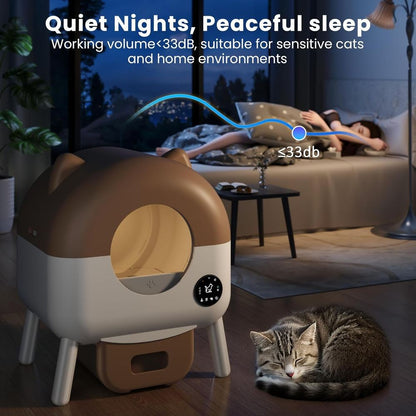 Caixa de Areia Inteligente de Grande Capacidade para Vários Gatos, Autolimpante, Controle de Odor, Habilitada para Aplicativo, Branca