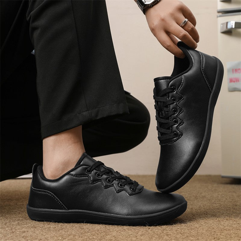 Oiaano Unissex Largos na Ponta Masculino de Couro Preto Feminino Descalço Tênis Lazer Plataforma Zero Drop Leve Respirável para Trabalho