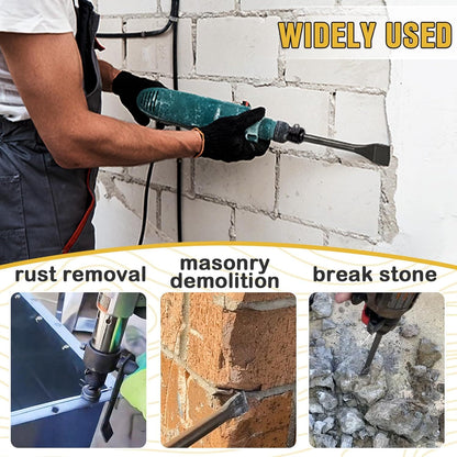 Kit de 9 Peças de Cinzéis para Martelete Pneumático para Demolição de Concreto, Pedra, Azulejo e Remoção de Ferrugem - Acessórios Duráveis para Cinzel Pneumático