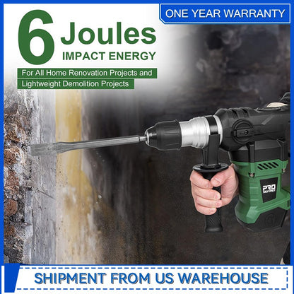 Martelete Rotativo SDS-Plus de 1-1/4" com Motor Potente de 13 Amperes e 4 Funções, com Maleta, da Prostormer