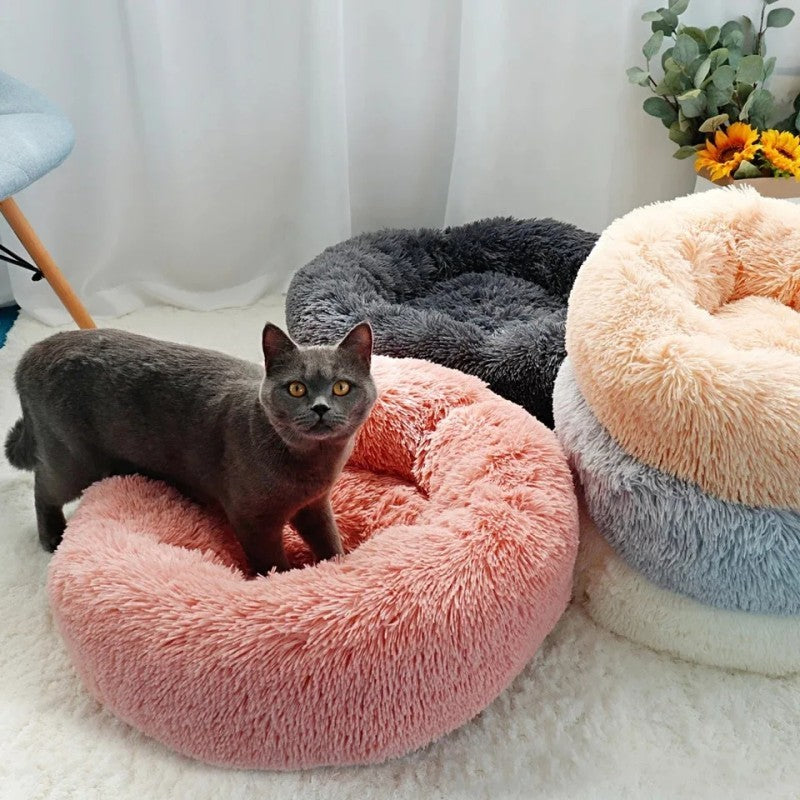 Cama Redonda Para Gatos Casa Macia Pelúcia Longa Ninho Cama Para Animais de Estimação Cesta Para Cães Produtos Para Animais de Estimação Almofada Tapete Animais Sofá Para Dormir Terno Para o Inverno