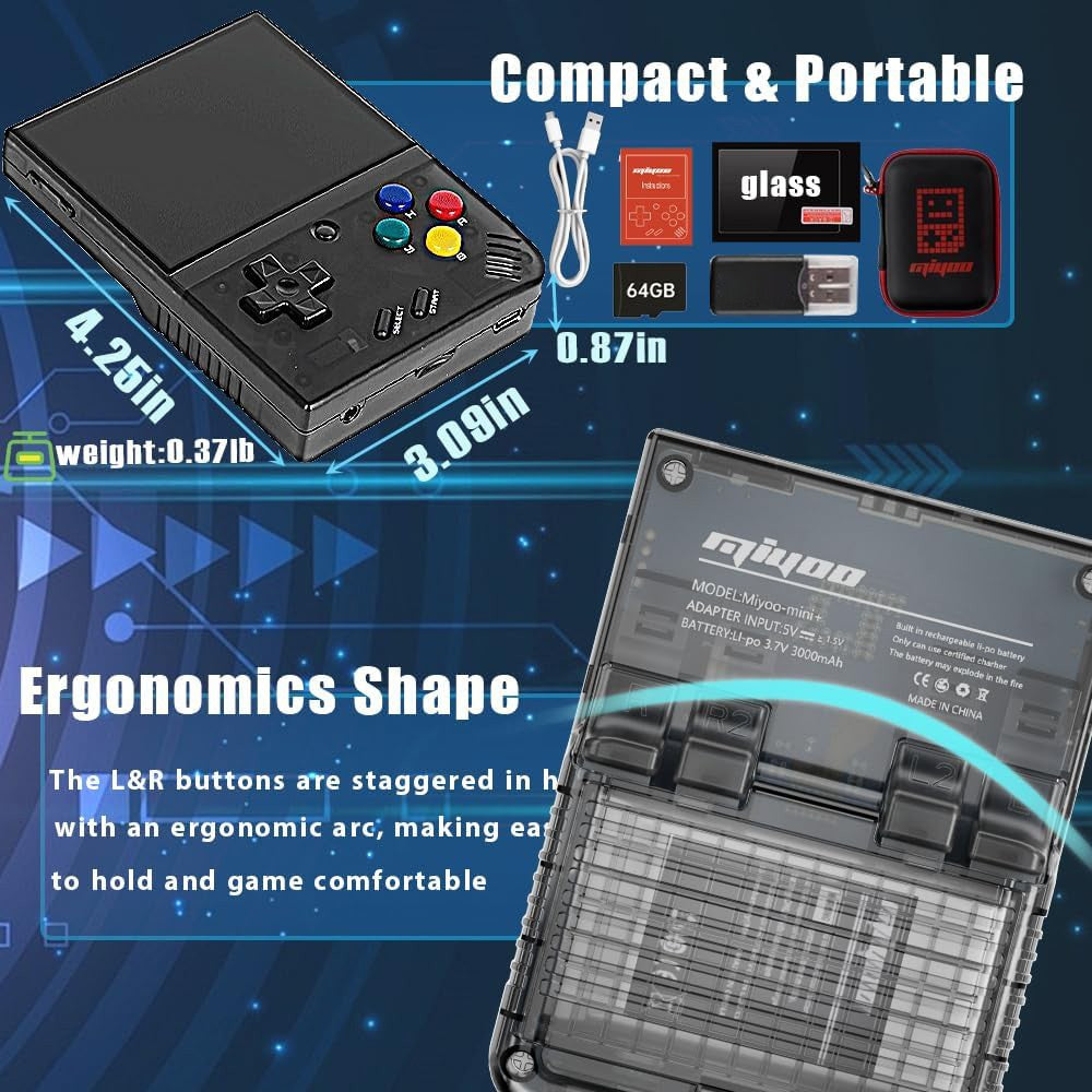 MIYOO Mini Plus Portable Retro Handheld Game Console 3.5"IPS HD Screen Mini+ Players Children's Gift Classic Gaming Emulator