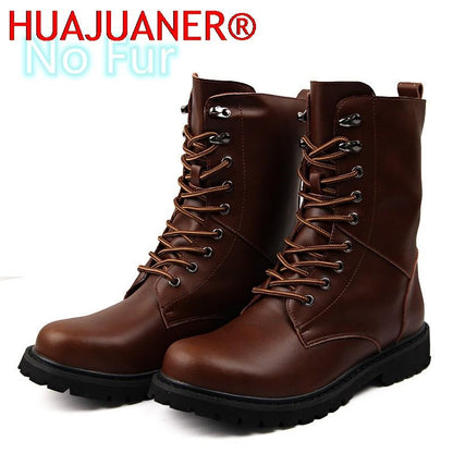 Botas Táticas Militares Masculinas Botas de Tornozelo de Deserto de Cano Alto Quentes e Antiderrapantes com Cadarço para Outono Inverno Masculino de Tamanho Grande