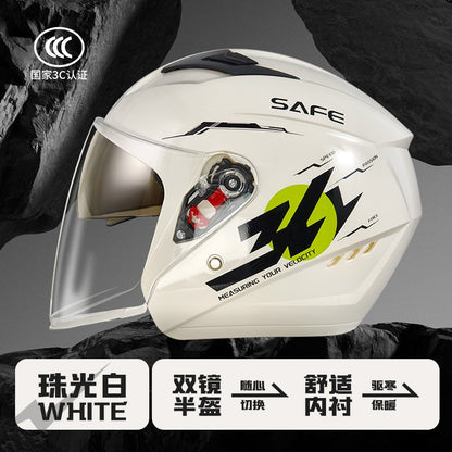 Capacete de 58-62cm para Moto de Inverno Térmico, Carro Elétrico, Feminino e Masculino, Com Lente Dupla e Uso nas Quatro Estações