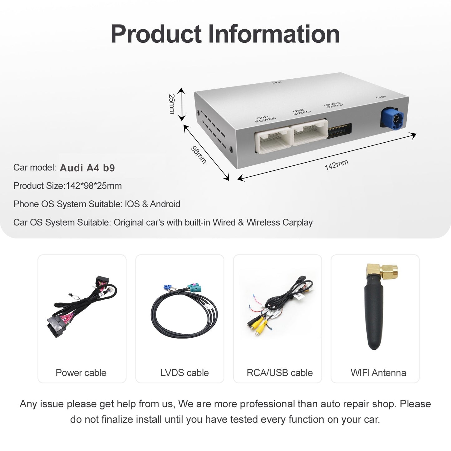 2025 New Wireless CarPlay for Audi A4 B9 A5 2016-2018 Android Auto  AirPlay Reverse Camera Multimedia Accessories