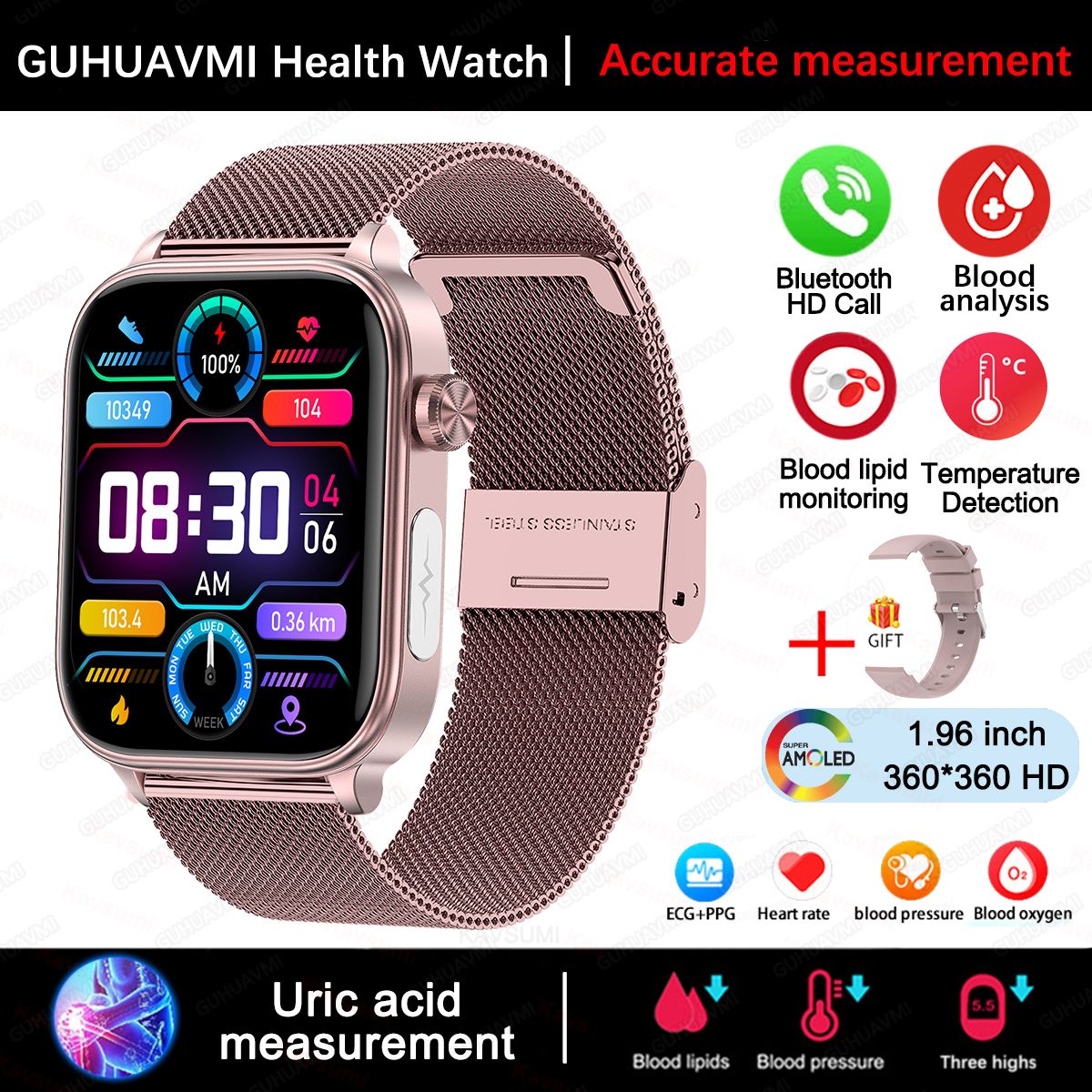 2025 Novo Para XIAOMI ECG+PPG Gordura Sanguínea Ácido Úrico Saúde Smartwatch Masculino Feminino Frequência Cardíaca Pressão Arterial Chamada Bluetooth Relógio Inteligente