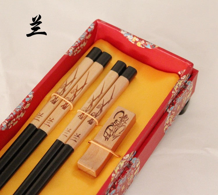 Hashis de madeira 2 pares com descanso características chinesas China Affairs apresenta melhor presente pauzinhos lembrança