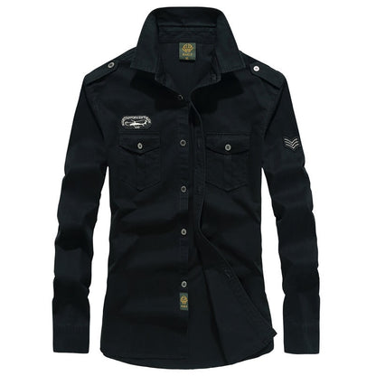 Spring Autumn Men Long Sleeve Cargo Polo Shirt Men Casual Fashion Cotton Shirt Men Tactic Military Embroidery Tops Plus Size 6XL