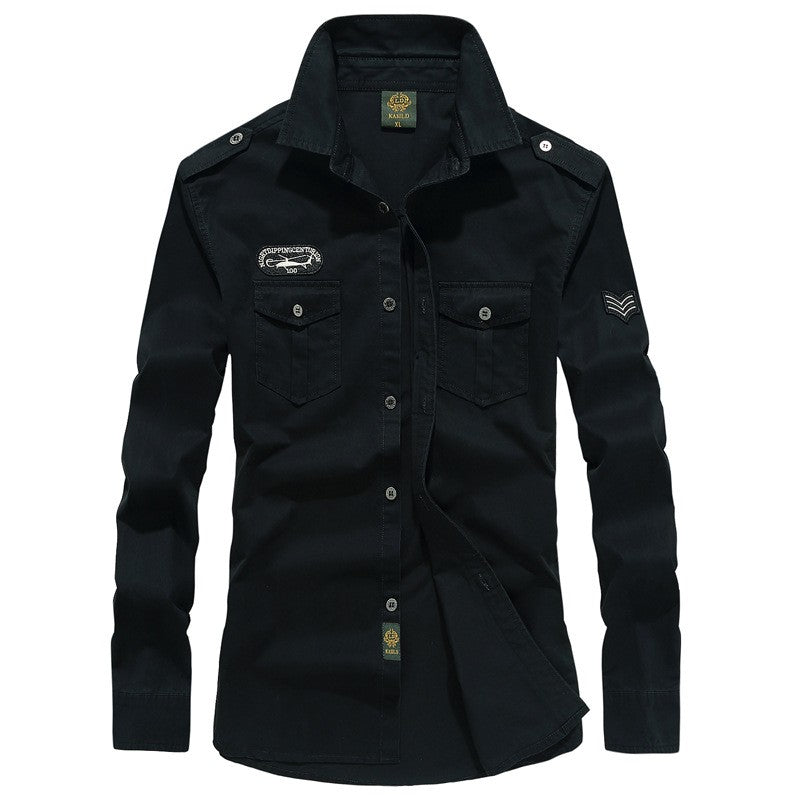 Spring Autumn Men Long Sleeve Cargo Polo Shirt Men Casual Fashion Cotton Shirt Men Tactic Military Embroidery Tops Plus Size 6XL