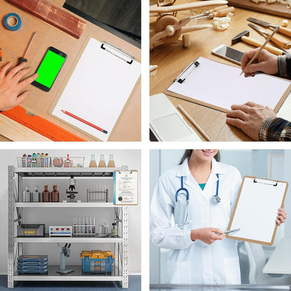 2 Pack Hardboard Office Clipboard, Letter-Size Clipboard with Low Profile Clip, Classic Clip, 9" x 12.5" Wood Clipboards